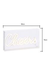 BHS Lighting Glow Cheers Neon Light Box Table Lamp in White - thumbnail 5