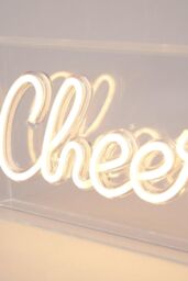 BHS Lighting Glow Cheers Neon Light Box Table Lamp in White - thumbnail 3