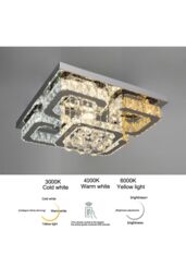 Living and Home Modern Fancy Crystal LED Flush Mount Ceiling Light in Silver - thumbnail 5