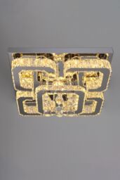 Living and Home Modern Fancy Crystal LED Flush Mount Ceiling Light in Silver - thumbnail 4