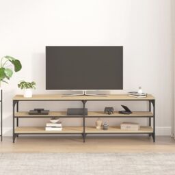 Berkfield Home TV Cabinet Sonoma Oak 160x30x50 cm Engineered Wood in Brown - Size: 160 x 30 x 50 cm - thumbnail 3