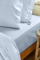 CHRISTY Pure Cotton Percale Fitted Sheets in Pale Blue - Size: King Fitted - thumbnail 2