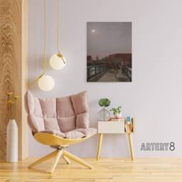 "Artery8 CW Eckersberg Langebro Copenhagen in Moonlight Canvas Wall Art Print - Size: W12"" x H16""" - thumbnail 3