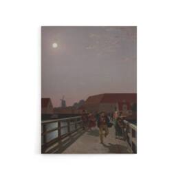 "Artery8 CW Eckersberg Langebro Copenhagen in Moonlight Canvas Wall Art Print - Size: W12"" x H16""" - thumbnail 1