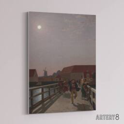"Artery8 CW Eckersberg Langebro Copenhagen in Moonlight Canvas Wall Art Print - Size: W12"" x H16""" - thumbnail 2