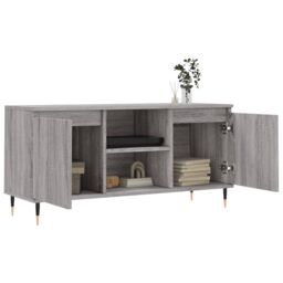 Berkfield Home TV Cabinet Grey Sonoma 104x35x50 cm Engineered Wood - Size: 104 x 35 x 50 cm - thumbnail 4