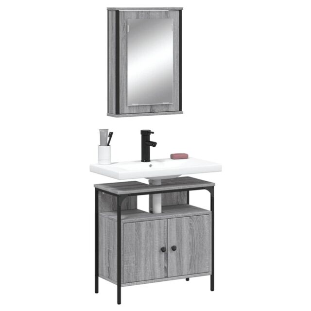 Berkfield Home 2 Piece Bathroom Furniture Set Grey Sonoma Engineered Wood - image 1
