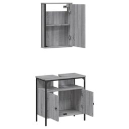 Berkfield Home 2 Piece Bathroom Furniture Set Grey Sonoma Engineered Wood - thumbnail 5