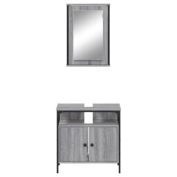 Berkfield Home 2 Piece Bathroom Furniture Set Grey Sonoma Engineered Wood - thumbnail 6