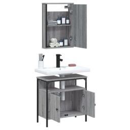 Berkfield Home 2 Piece Bathroom Furniture Set Grey Sonoma Engineered Wood - thumbnail 4
