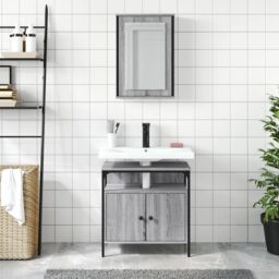 Berkfield Home 2 Piece Bathroom Furniture Set Grey Sonoma Engineered Wood - thumbnail 3
