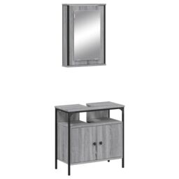 Berkfield Home 2 Piece Bathroom Furniture Set Grey Sonoma Engineered Wood - thumbnail 2