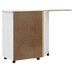 Berkfield Home Rolling Cabinet with Desk MOSS White Solid Wood Pine - thumbnail 6