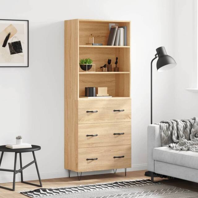 Berkfield Home Highboard Sonoma Oak 69.5x34x180 cm Engineered Wood in Brown - image 1