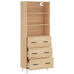Berkfield Home Highboard Sonoma Oak 69.5x34x180 cm Engineered Wood in Brown - thumbnail 4