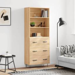 Berkfield Home Highboard Sonoma Oak 69.5x34x180 cm Engineered Wood in Brown - thumbnail 1