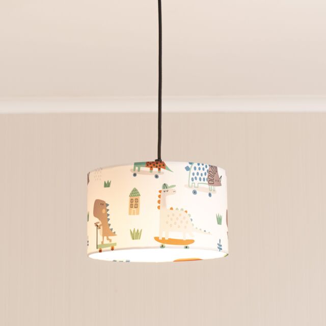 ValueLights Dino Childrens Nursery Drum Ceiling Floor Light Lamp Shade & 10w LED - image 1