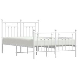 Berkfield Home Metal Bed Frame with Headboard & Footboard White 120x190 cm Small Double - thumbnail 4