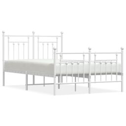 Berkfield Home Metal Bed Frame with Headboard & Footboard White 120x190 cm Small Double - thumbnail 2