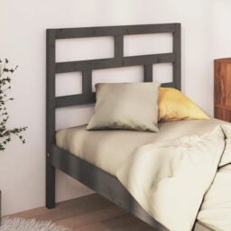 Berkfield Home Bed Headboard Grey 106x4x100 cm Solid Wood Pine - Size: 106 x 4 x 100 cm - thumbnail 3