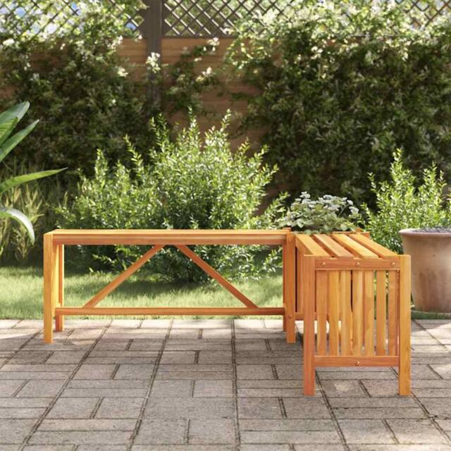 Berkfield Home Durable Garden Corner Bench with Planter 117x117x40cm Solid Acaci in Brown - Size: 117 x 117 x 40 cm - image 1