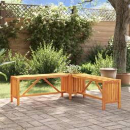 Berkfield Home Durable Garden Corner Bench with Planter 117x117x40cm Solid Acaci in Brown - Size: 117 x 117 x 40 cm - thumbnail 2