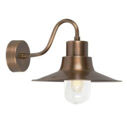Netlighting Sheldon 1 Light Outdoor Fisherman Dome Wall Light Brass IP44 E27 in Yellow