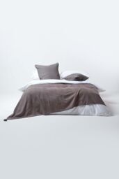 Homescapes Cotton Rajput Ribbed Throw in Grey - Size: 255 cm x 360 cm - thumbnail 3