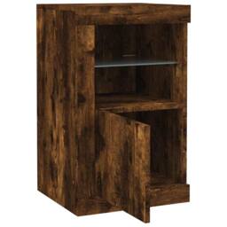 Berkfield Home Side Cabinet with LED Lights Smoked Oak Engineered Wood in Brown - thumbnail 6