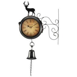 FLAVORA Outdoor Metal Garden Roman Numeral Wall Clock in Black - Size: 0.6m2 - thumbnail 2