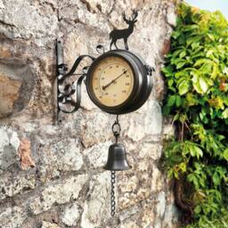 FLAVORA Outdoor Metal Garden Roman Numeral Wall Clock in Black - Size: 0.6m2 - thumbnail 3