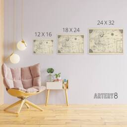 "Artery8 Map Ernest Dudley Chase 1944 Pacific Victory Canvas Wall Art Print in Beige - Size: W18"" x H24""" - thumbnail 4