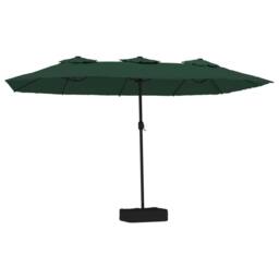 Berkfield Home Double-Head Parasol with LEDs Green 449x245 cm - thumbnail 2