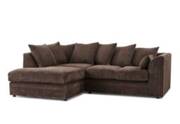 Snugg Furniture UK Limited (Left Hand) Milo Jumbo Cord Corner Sofa with Footstool in Brown