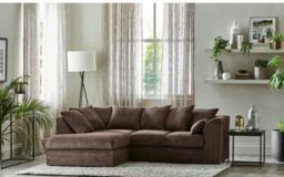 Snugg Furniture UK Limited (Left Hand) Milo Jumbo Cord Corner Sofa with Footstool in Brown - thumbnail 3