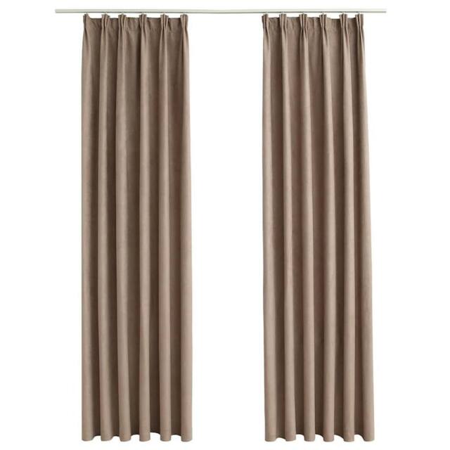 Berkfield Home Blackout Curtains with Hooks 2 pcs Taupe 140x225 cm - image 1