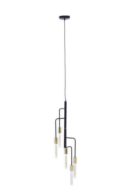 Orsina Modern 5 Bulb Antique Brass Pendant Light, Brass-Toned Hanging Light With 5 Slender Arms, Ambient Lighting in Black - image 1