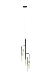 Orsina Modern 5 Bulb Antique Brass Pendant Light, Brass-Toned Hanging Light With 5 Slender Arms, Ambient Lighting in Black