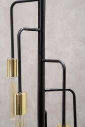 Orsina Modern 5 Bulb Antique Brass Pendant Light, Brass-Toned Hanging Light With 5 Slender Arms, Ambient Lighting in Black - thumbnail 4