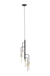 Orsina Modern 5 Bulb Antique Brass Pendant Light, Brass-Toned Hanging Light With 5 Slender Arms, Ambient Lighting in Black - thumbnail 5