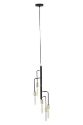Orsina Modern 5 Bulb Antique Brass Pendant Light, Brass-Toned Hanging Light With 5 Slender Arms, Ambient Lighting in Black - thumbnail 6