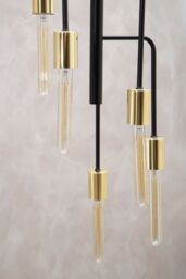 Orsina Modern 5 Bulb Antique Brass Pendant Light, Brass-Toned Hanging Light With 5 Slender Arms, Ambient Lighting in Black - thumbnail 3