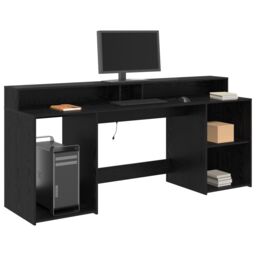 Berkfield Home Desk Black Oak 200x55x91 cm Engineered Wood - Size: 200 x 55 x 91 cm - thumbnail 3