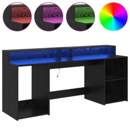 Berkfield Home Desk Black Oak 200x55x91 cm Engineered Wood - Size: 200 x 55 x 91 cm - thumbnail 4