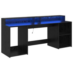 Berkfield Home Desk Black Oak 200x55x91 cm Engineered Wood - Size: 200 x 55 x 91 cm - thumbnail 2