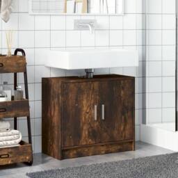 Berkfield Home Sink Cabinet Smoked Oak 63x29x55 cm Engineered Wood in Brown - Size: 63 x 29 x 55 cm