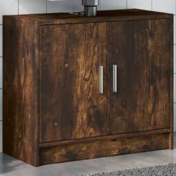 Berkfield Home Sink Cabinet Smoked Oak 63x29x55 cm Engineered Wood in Brown - Size: 63 x 29 x 55 cm - thumbnail 2