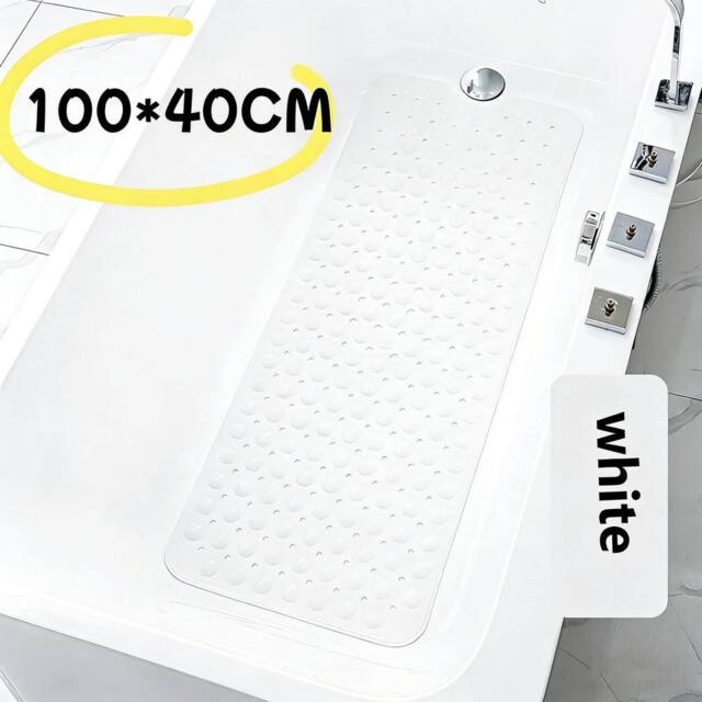 SPETLEK Non Slip Bath Mat 100x40 cm Shower Mat Bathtub in White - image 1