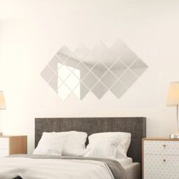 Berkfield Home 24 pcs Mirror Tiles Square Glass in Silver - thumbnail 3