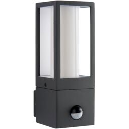 Loops Outdoor Rectangular Wall Lantern Light with PIR - 7W GU10 LED - Textured Grey - thumbnail 3